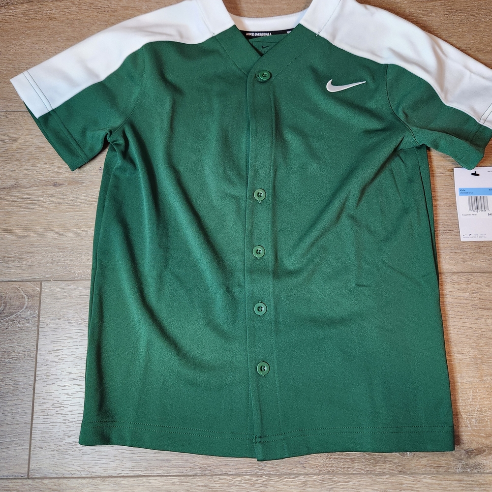Nike Green and White Button-Up Shirt